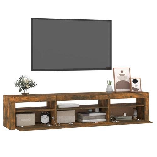 Szafka pod TV z oświetleniem LED, przydymiony dąb, 195x35x40 cm na Arena.pl