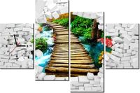 120CM 80CM ZEGAR 4 ELEM ŚCIANA WIDOKIEM MOST OBRAZ ŚCIENNY