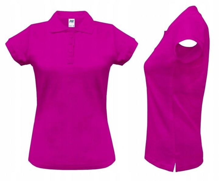 KOSZULKA POLO damska POLÓWKA bawełniana JHK POPL-200 fuksja FU r. M zdjęcie 1