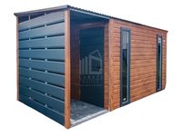 Schowek Domek Ogrodowy 2,5x2m + Wiata 1m -2x Okno Drzwi Drewnopodobny ID628