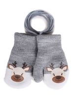 Rękawiczki chłopięce jednopalczaste ze sznurkiem z reniferem 16 cm YOCLUB