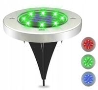LAMPA SOLARNA OGRODOWA Wbijana 8LED RGB Gruntowa Najazdowa DYSK 4434