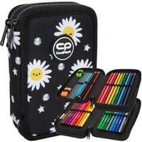 COOLPACK PIÓRNIK SZKOLNY DWUKOMOROWY Z WYPOSAŻENIEM DAISY BLACK Czarny