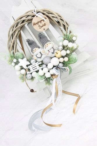 Wianek świąteczny wieniec stroik na drzwi ozdoba na Arena.pl