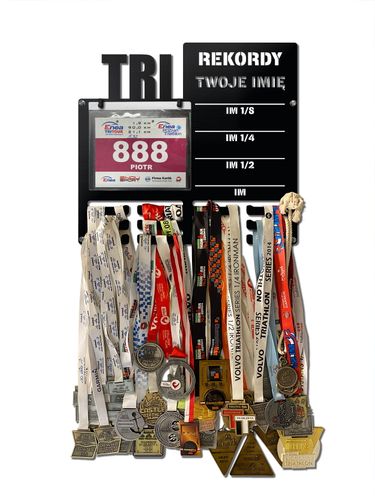 Wieszak na medale i numery startowe REKORDY TRIATHLON  twoje imię 346.1 na Arena.pl