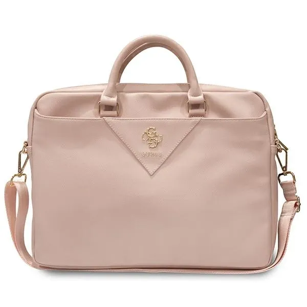 Torba Guess Triangle 4G na laptopa 16" - różowa zdjęcie 1