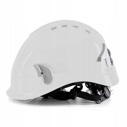 KASK OCHRONNY HEŁM WENTYLOWANY Z OKULARAMI BIAŁY KASK BUDOWLANY BHP LEKKI na Arena.pl