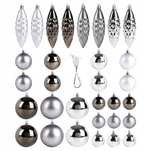 31x Bombki CHOINKOWE świąteczne nietłukące SREBRNE zestaw bombek na choinkę na Arena.pl