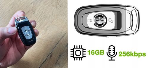 Ukryty Mini Dyktafon Kluczyk Brelok Klips 16GB HD na Arena.pl