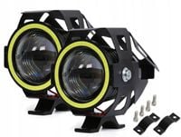 2x HALOGEN MOTOCYKLOWY LED LAMPA REFLEKTOR RING COB KOMPLET 2 TRYBY ŚWIATŁA