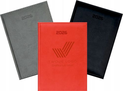 FIRMOWY KALENDARZ Z LOGO A4 2026 książkowy tygodniowy z grawerem 25 sztuk na Arena.pl