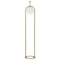 LAMPA PODŁOGOWA STOJĄCA WYSOKA 168cm DO SALONU ZŁOTA METALOWA BIAŁA KULA