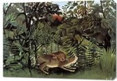 Obraz 100x70cm The Hungry Lion, Rousseau Vintage do Salonu