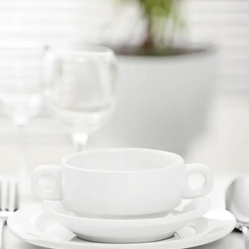 BULIONÓWKA PORCELANOWA ZE SPODKIEM I USZAMI 250 ML FLACZARKA DO ZUPY KREMU na Arena.pl