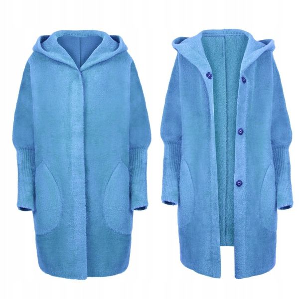 PŁASZCZ ALPAKA KAPTUR WEŁNA OVERSIZE KOLORY zdjęcie 9