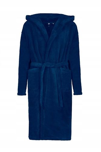 Granatowy szlafrok męski z kapturem ciepły miękki S / M na Arena.pl