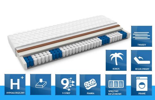 Materac 75x165 kieszeniowy multipocket kokos 9stref MOON MULTI 10 DNI na Arena.pl