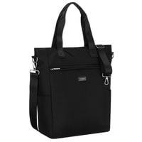 czarna, pojemna shopperka damska na uchwytach i doczepianym pasku