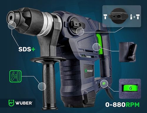 MŁOTOWIERTARKA UDAROWA SDS+ WIERTARKA MŁOT UDAROWY MOCNY 2600W ZESTAW na Arena.pl