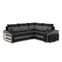 Narożnik, prawy, półka, pufy w prawym, LUSSO, 254cm, szary | TYLETEGOTU