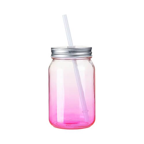 Kubek szklany Mason Jar 450 ml bez uszka do sublimacji - fioletowy gradient na Arena.pl