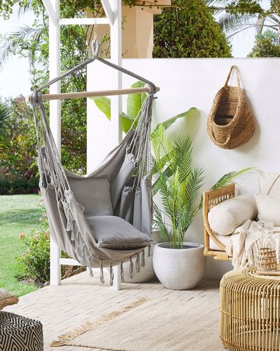 Fotel wiszący hamak boho huśtawka jasnoszary na Arena.pl