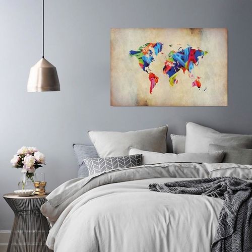 Obraz na płótnie - Canvas, Kolorowa Mapa świata 40x30 na Arena.pl