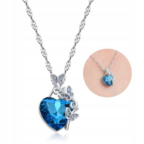 NASZYJNIK SREBRNY DAMSKI ŁAŃCUSZEK Z ZAWIESZKĄ NA WALENTYNKI SERCE SREBRO na Arena.pl