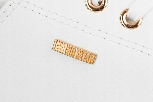 BIG STAR DAMSKIE BIAŁE TRAMPKI ZE ZŁOTYM TEKSTYLNE KLASYCZNE EKOSKÓRA r. 39 na Arena.pl