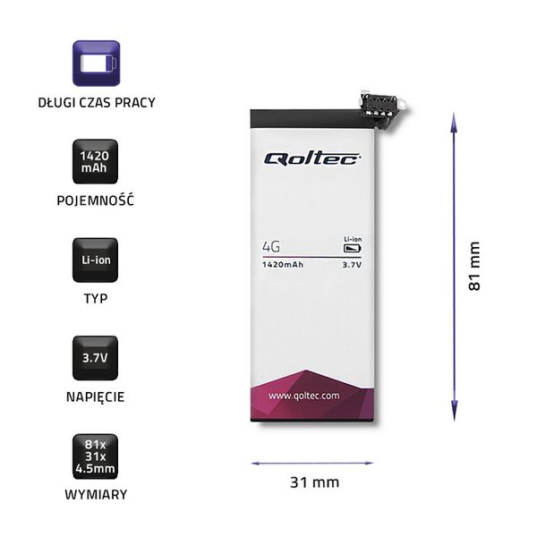 Qoltec Bateria do iPhone 4G | 4 | 1420mAh zdjęcie 3