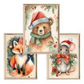 Zestaw trzech plakatów dla dzieci Christmas Animals