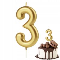 ŚWIECZKA URODZINOWA CYFERKA 3 ZŁOTA METALICZNA CYFRA NA IMPREZĘ URODZINOWĄ