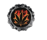 Srebrny Grinder Młynek do Suszu Liść w Ogniu żółto-pomarańczowe płomienie