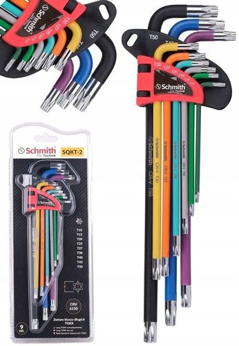 KLUCZE IMBUSOWE TORX DŁUGIE IMBUS T10-T50 ZESTAW 9szt Z OTWOREM na Arena.pl