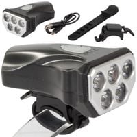 Lampka rowerowa przednia dioda 5 led usb na rower — Czarny