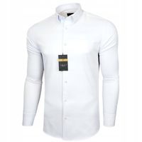 Koszula męska gładka LAVIER biała – elegancka, Slim Fit, bawełniana r.
