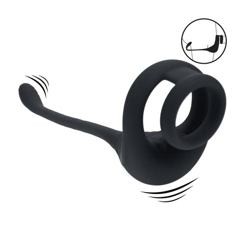 dual motor silicone cockring with prostate stimulator - black na Arena.pl
