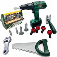 Zestaw zabawkowych Narzędzi dla dzieci Wkrętarka Młotek Piła + skrzynka