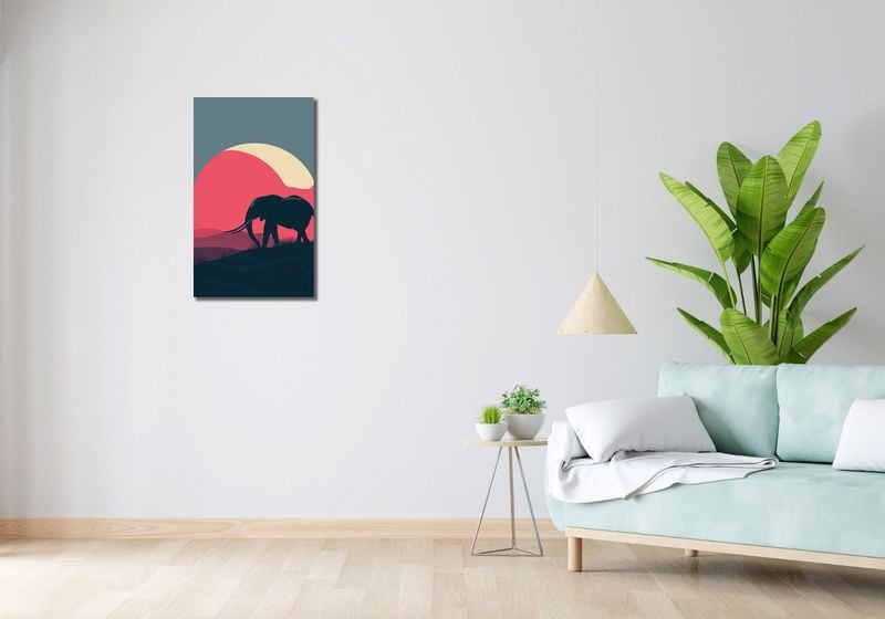 Obraz 40x70cm Słoń przy Czerwieni zdjęcie 2