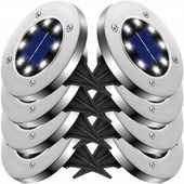 LAMPA SOLARNA LAMPKI SOLARNE DO OGRODU GRUNTOWE OGRODOWE DYSKI LED 8 SZTUK