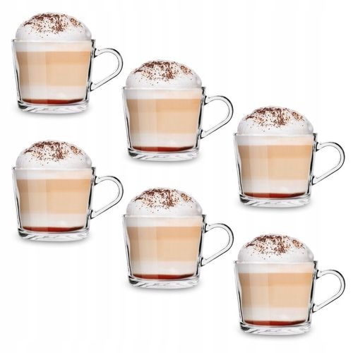 6x SZKLANE KUBKI DO KAWY szklanki do herbaty zestaw kubków Z UCHEM Tadar na Arena.pl