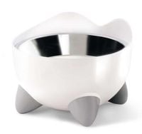 PIXI Wysoka miska na stojaku dla kota biała 0,2 L + miska metalowa 0,2 L