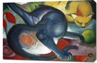 Obraz 90x60cm Two Cats, Blue and Yellow, Marc Vintage do Salonu