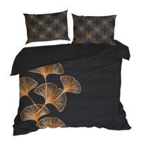 Pościel z makosatyny nadruk miłorzęb japoński VICTORIA 160X200 czarna