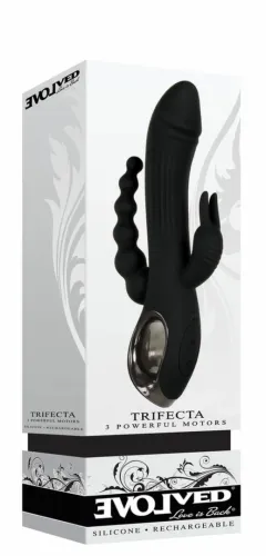 evolved trifecta rabbit vibrator black - trojfunkcyjny model silikonowy usb na Arena.pl