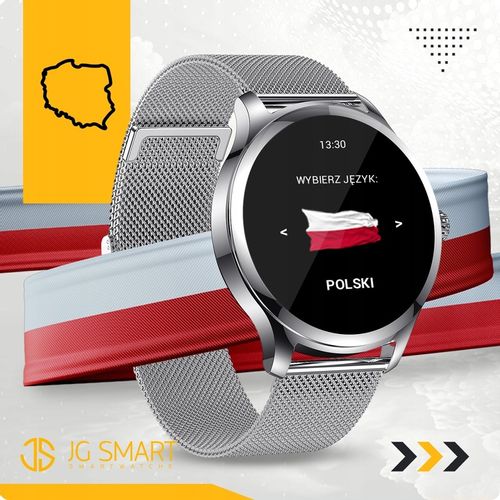 SMARTWATCH DAMSKI DLA KOBIETY MENU PL ROZMOWY SMART WATCH SREBRNY 2 PASKI na Arena.pl