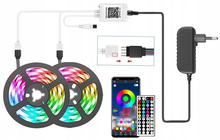 Taśma LED 30M RGB 5050 Bluetooth APLIKACJA ZESTAW zdjęcie 9