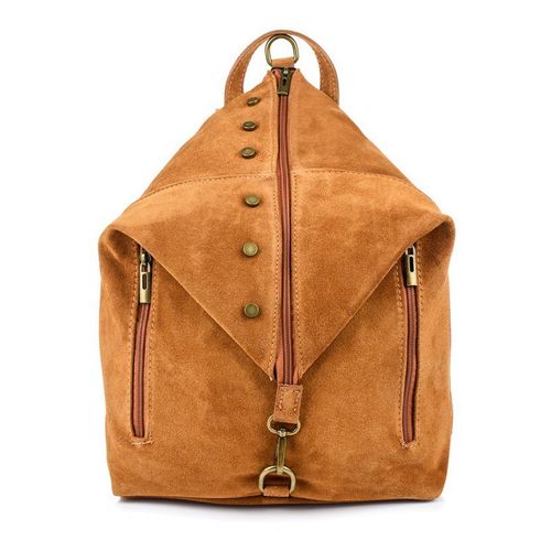 VERA PELLE plecak damski zamszowy elegancki z ćwiekami V409 c.fioletowy na Arena.pl