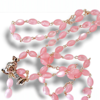 Różaniec Madre Perła Oval Różowy 6Mm