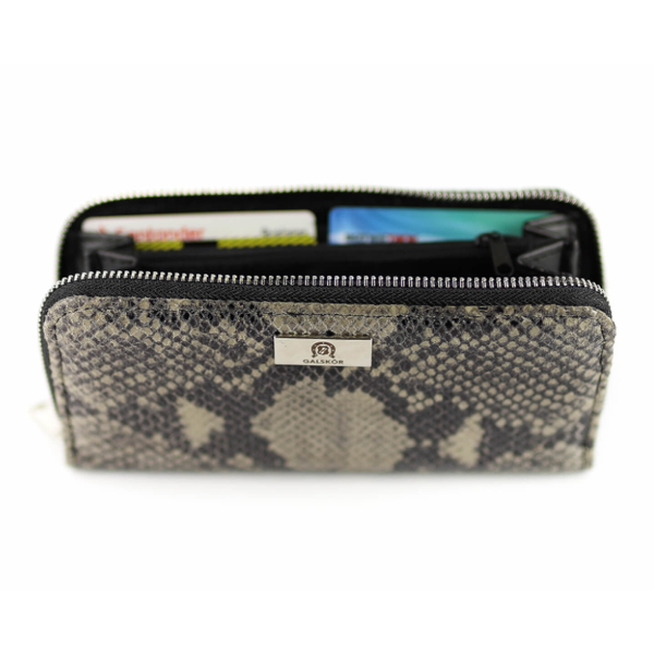 P-02 Portfel skórzany Korona - print wężowy szary KEMER zdjęcie 1